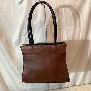 Christian Livingston shoulder hand bag brown black leather